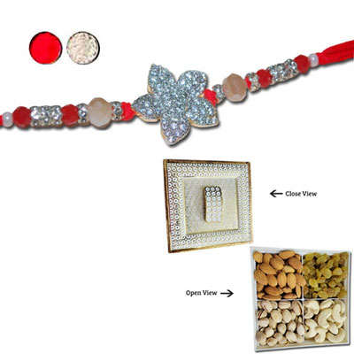"RAKHIS -AD 4180 A (Single Rakhi), Vivana Dry Fruit Box - Code DFB5000 - Click here to View more details about this Product